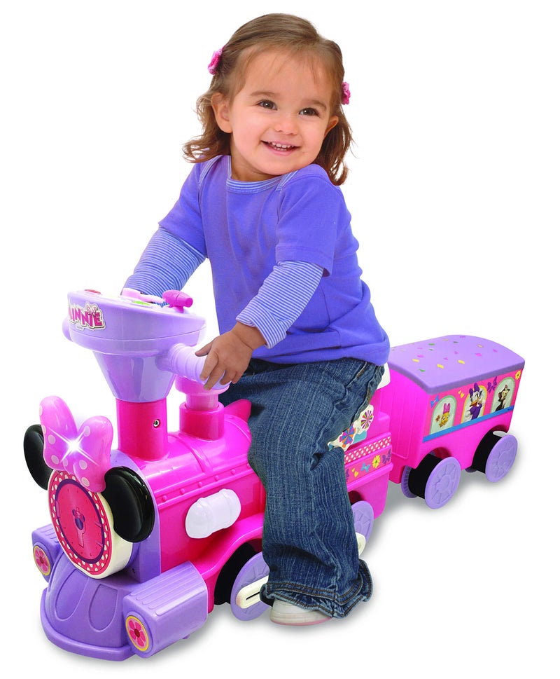 Kiddieland Minnie Ride-On Train with Track & Caboose, Motorized Lights Music, Forward/Reverse, Storage Cart, D-Cell Batteries Included - Image 2