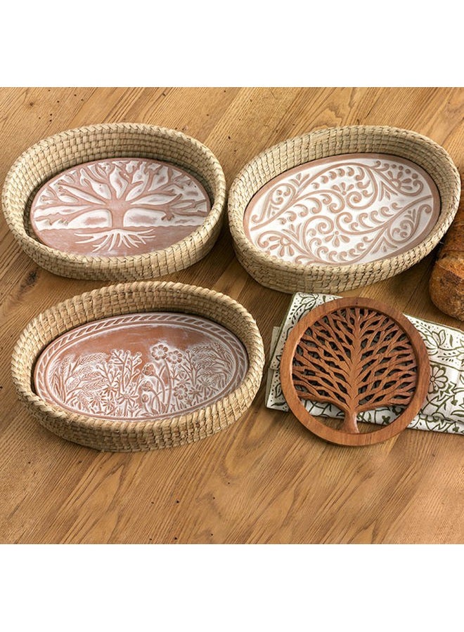 Better World Bio Bread Basket with Terracotta Warmer, Bread Basket, Bread Basket for Serving, Sized 12.5" w x 8.5" d x 3.5" h, Nature Inspired Tree of Life Design - Image 4