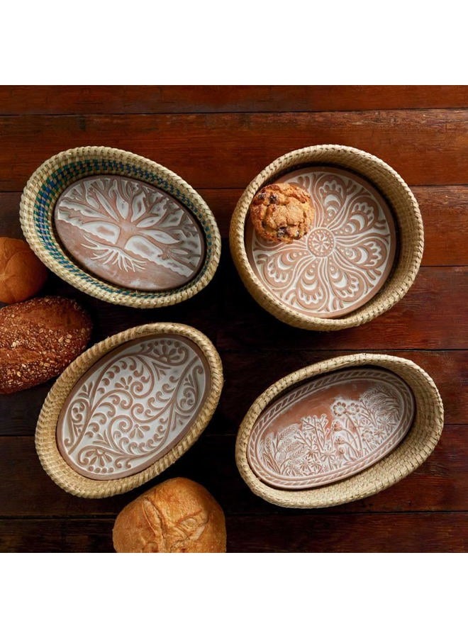 Better World Bio Bread Basket with Terracotta Warmer, Bread Basket, Bread Basket for Serving, Sized 12.5" w x 8.5" d x 3.5" h, Nature Inspired Tree of Life Design - Image 3