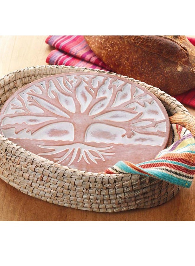 Better World Bio Bread Basket with Terracotta Warmer, Bread Basket, Bread Basket for Serving, Sized 12.5" w x 8.5" d x 3.5" h, Nature Inspired Tree of Life Design - Image 2