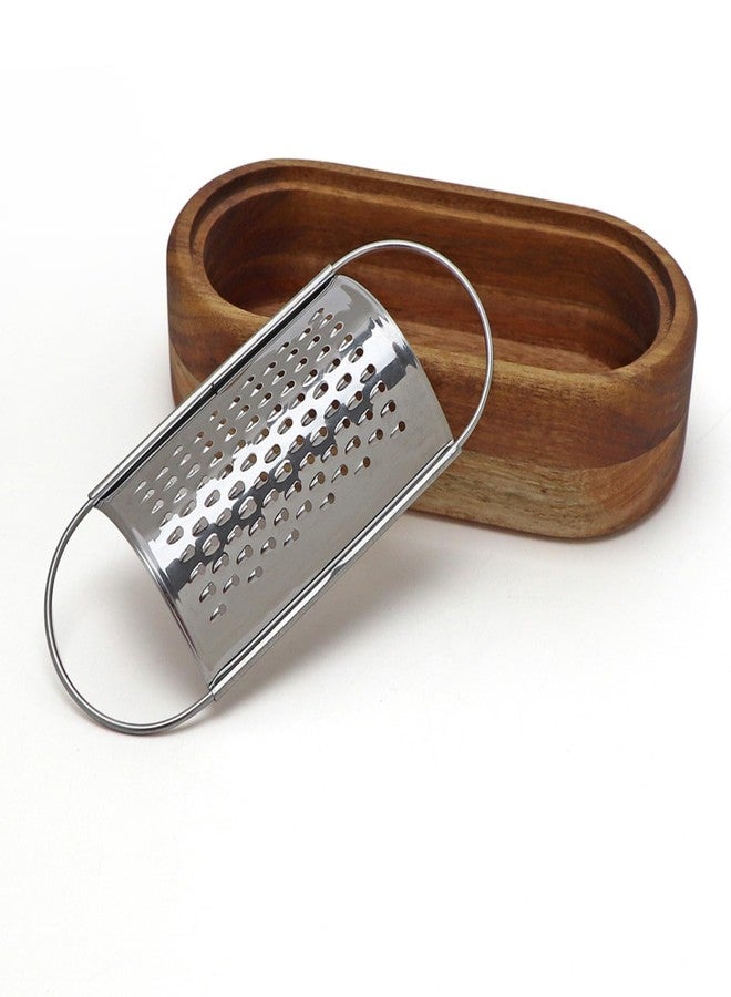 ROQILA Stainless Steel Cheese Grater With Wood Container Hand Grater Mini Shredder Zester Box Graters for Kitchen - Image 2