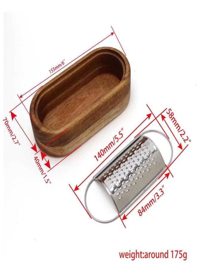 ROQILA Stainless Steel Cheese Grater With Wood Container Hand Grater Mini Shredder Zester Box Graters for Kitchen - Image 3