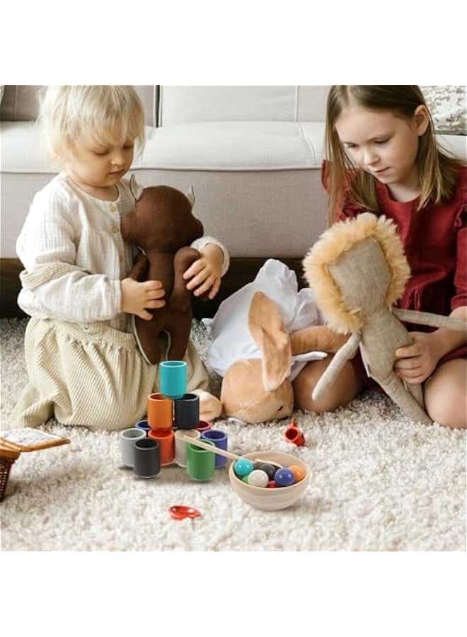 DURKU Wooden Montessori Color Sorting Toy with Rainbow Balls for Kids Ages 1-3 - Cognitive Learning Gift for Toddlers of 12 Vibrant Colors - Image 5