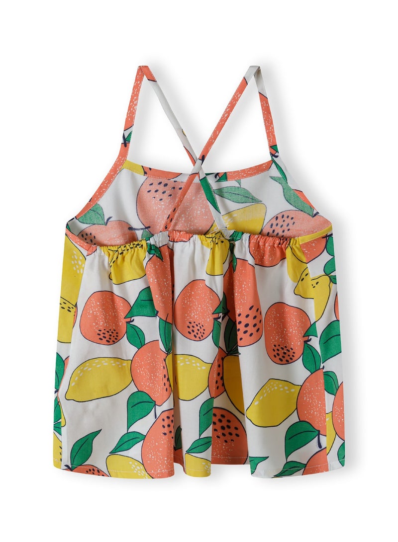 مينوتي توب بناتي صيفي بحمالات متقاطعة وطبعة فواكه مرحة - Image 2