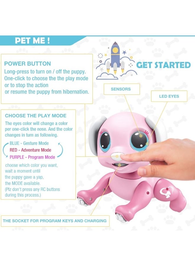BIRANCO. BIRANCO. Remote Control Dog Gesture Sensing - Smart Puppy Pink Toy Robot Pet Walks Barks Interactive with Toddler, STEM Play, Best Christmas Holiday Birthday Gifts for 3 4 5 6 7 8 Years Old Girl  - Image 5