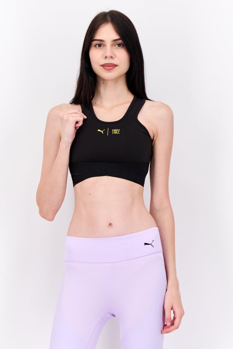 PUMA Women Brand Logo Non Padded Sports Bra, Black - Image 1
