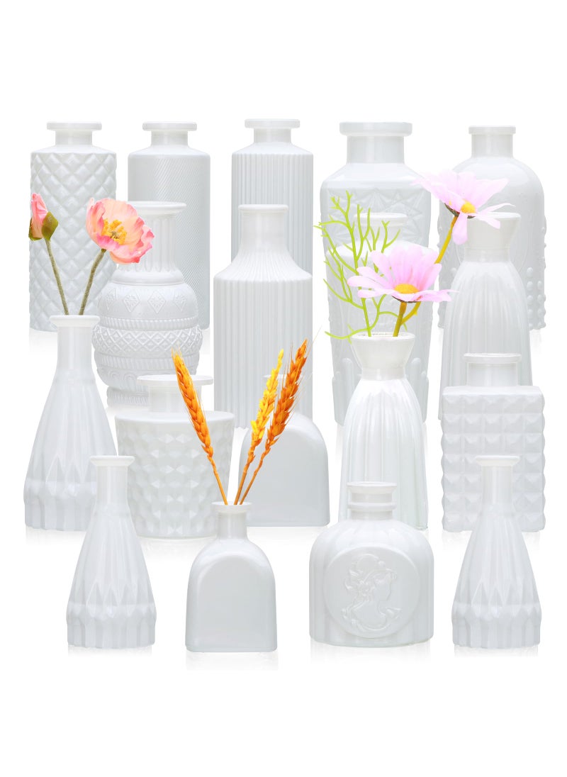 Brajttt Brajttt Glass Bud Vase Set of 18 Small Glass Vintage Vases for Flowers White Bud Vases in Bulk for Rustic Wedding Decor Table Centerpieces Decor Centerpiece for Bathroom  - Image 1