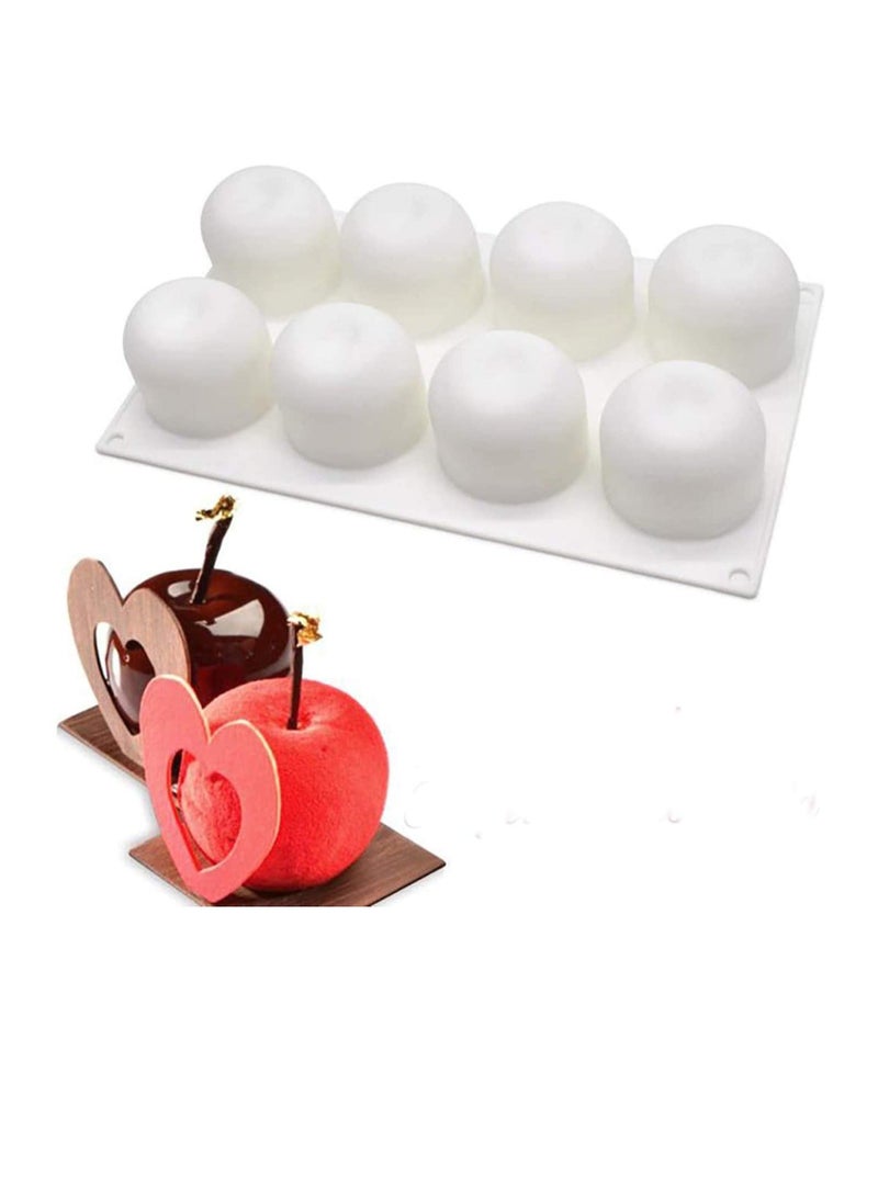 Silicone Molds Baking for Mousse Cake, 3D Dessert Pastry Truffle Pudding Jelly Cheesecake, Apple Shape, 8-Cavity - Image 1