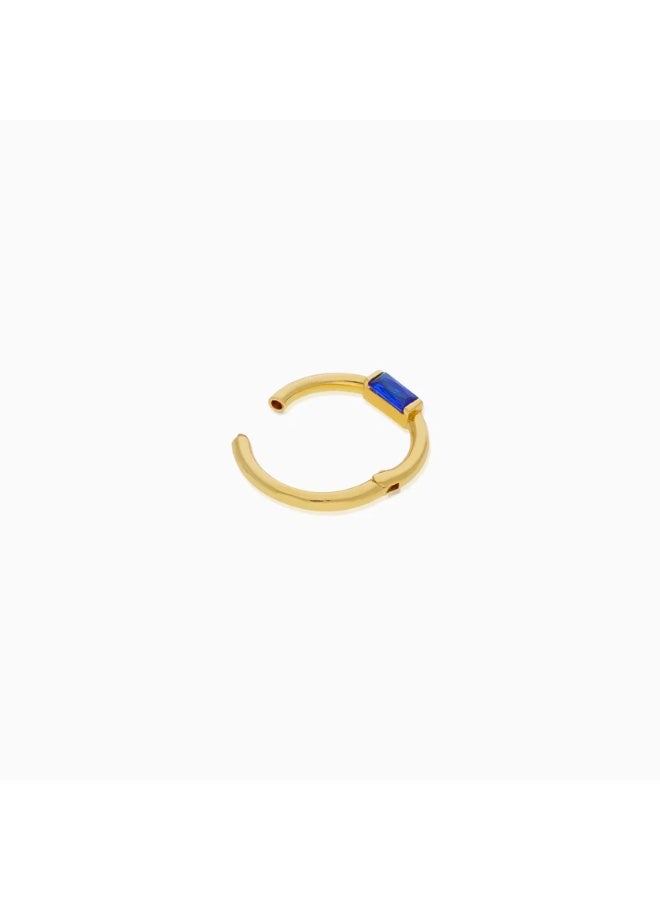 Jawhara Jewellery خاتم حلق من الذهب الأصفر عيار 18 للنساء مع حجر زركون أزرق، أقراط حلق ذهبية أنيقة، مجوهرات فاخرة بسيطة للاستخدام اليومي من مجموعة جوهرة بواسطة مجوهرات جوهرة - Image 2