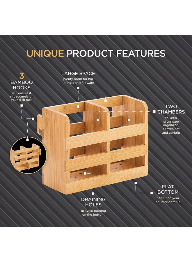 Bambüsi Bamboo Utensil Holder for Dish Rack - Flatware, Cutlery and Utensil Drying Caddy - Fits Bambusi Bamboo Dish Drying Racks Natural - Image 2