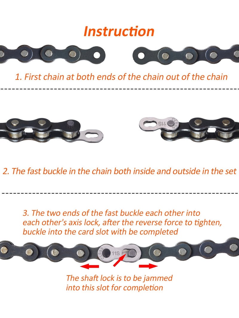 Jovitec 3 Pairs Bicycle Missing Link 11 Speed Chain Reusable Silver Steel Bike Chain Link - Image 4