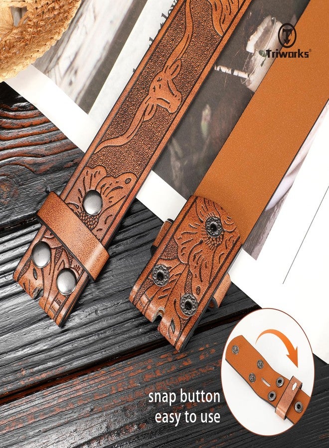 TRIWORKS Western Belts for Men without Buckle Cowboy Cowgirl Leather Mens Belts for Jeans - Image 4