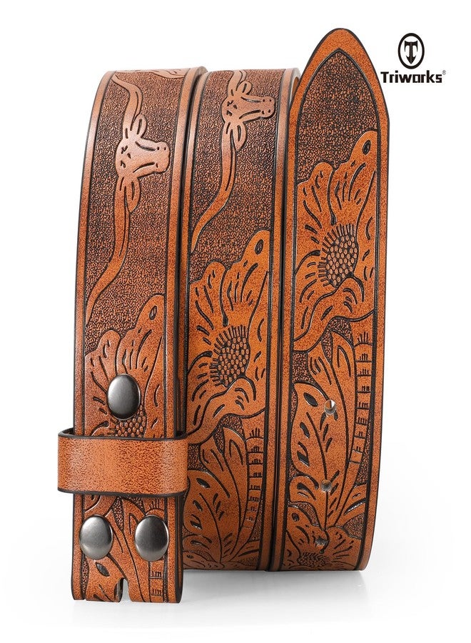 TRIWORKS Western Belts for Men without Buckle Cowboy Cowgirl Leather Mens Belts for Jeans - Image 2