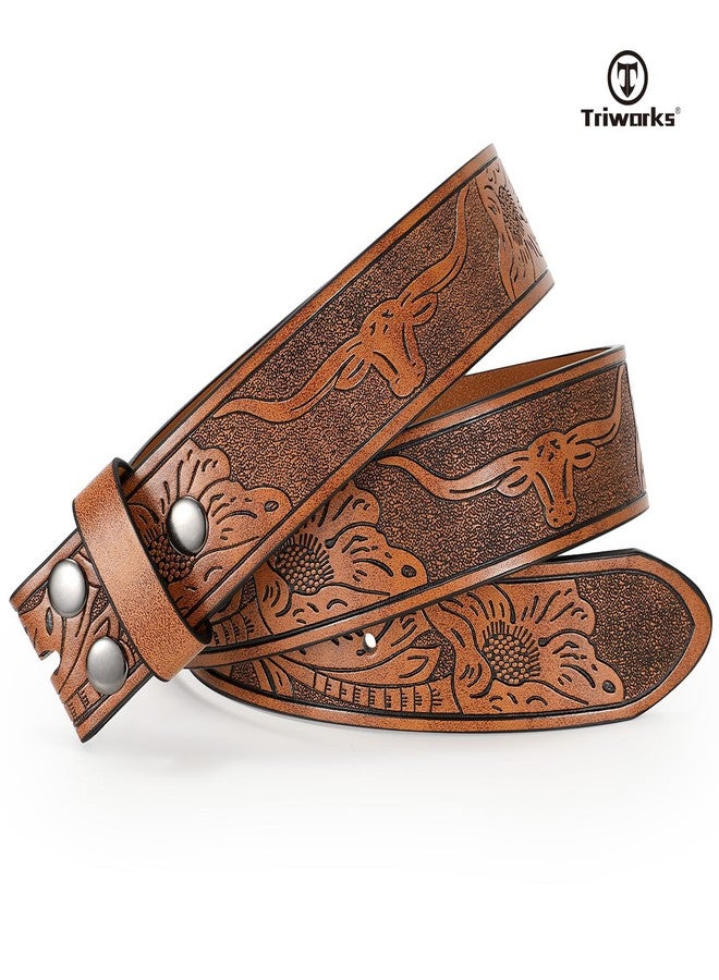 TRIWORKS Western Belts for Men without Buckle Cowboy Cowgirl Leather Mens Belts for Jeans - Image 5