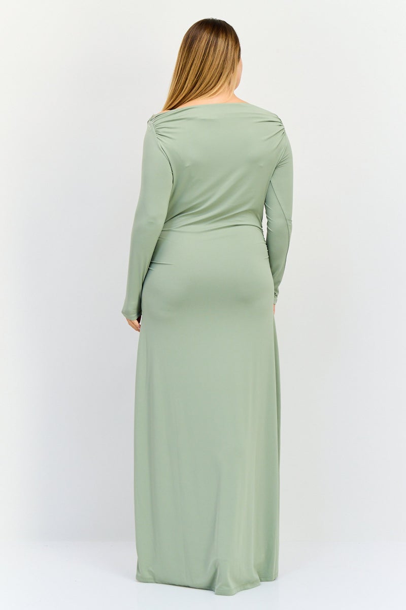 Kathy Ireland Women Solid Maxi Dress, Tea Olive  - Image 3