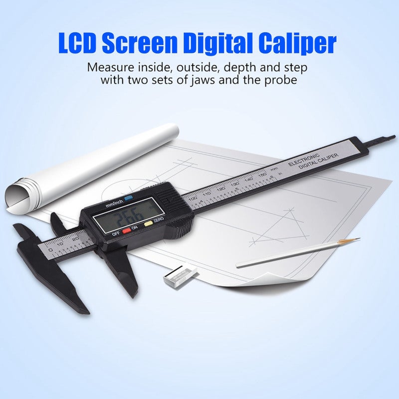 مقايق رقمية بشاشة LCD كبيرة للغاية لقياس العمق والخطوات الداخلية والخارجية (أسود) - Image 4