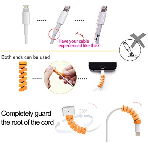 VIWIEU 36 PCS Cable Protectors for iPhone iPad Charger End Cord Savers with 2 Desk Cable Clips, VIWIEU Spiral USB Wire Protector for Headphone MacBook Laptop Earphone Cell Phone Cute Cable Wrap Accessories - Image 4
