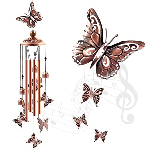 Ukulork Wind Chimes Outdoor Clearance, Butterflies Aluminum Tube Windchime with S Hook,Patio Garden Decor, Housewarming Gift. - Image 1