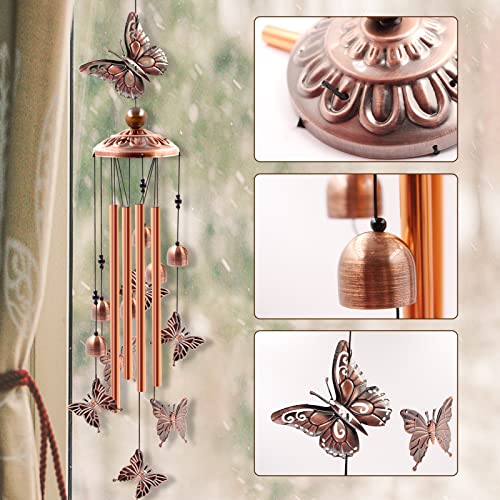 Ukulork Wind Chimes Outdoor Clearance, Butterflies Aluminum Tube Windchime with S Hook,Patio Garden Decor, Housewarming Gift. - Image 4