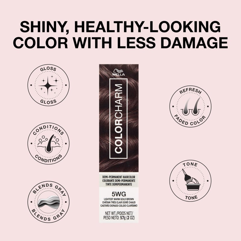 COLORCHARM Demi Permanent Hair Color 5WG Lightest Warm Gold Brown Gloss, Refresh & Tone 2 Fl Oz - Image 4