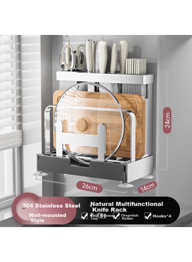 Jibaiju Jibai Stainless Steel Kitchen Knife Holder, Storage Rack, Cutting Board Rack, Chopstick Cage, All-in Rack, Knife Organizer - Image 5