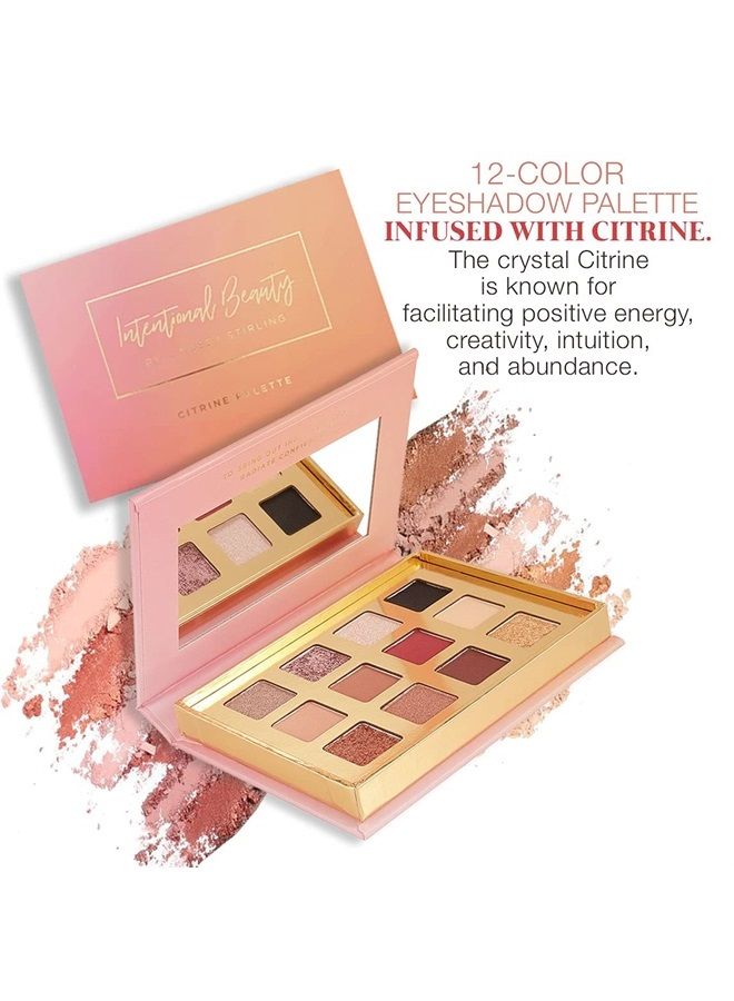 BellaPierre Lindsey Stirling Citrine Palette | 12 Color Eyeshadow Palette Infused with Citrine Crystal | Non-Toxic & Paraben Free | Cruelty Free - Image 1