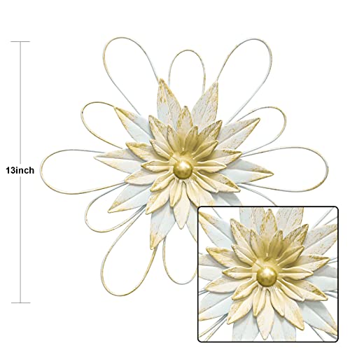 hogardeck Metal Flower Wall Decor - 13" Metal Floral Wall Decoration for Bedroom, Living Room, Bathroom, Kitchen, Outdoor Wall Art - Image 2