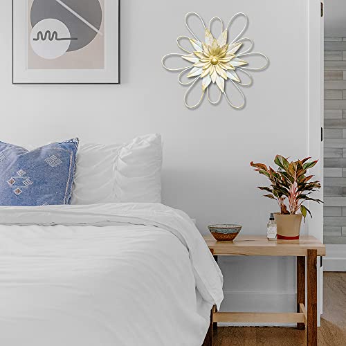 hogardeck Metal Flower Wall Decor - 13" Metal Floral Wall Decoration for Bedroom, Living Room, Bathroom, Kitchen, Outdoor Wall Art - Image 3