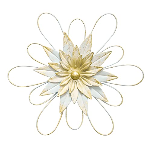 hogardeck Metal Flower Wall Decor - 13" Metal Floral Wall Decoration for Bedroom, Living Room, Bathroom, Kitchen, Outdoor Wall Art - Image 1