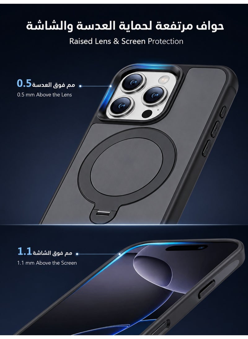 ORYXA iPhone 16 Pro Max Case Cover, 2 in 1 Magnetic Phone Case with Screen Protector, Compatible with MagSafe, 360° Magnetic Stand, Military-Grade Shockproof Heavy Duty Protective Cover, Black - Image 5