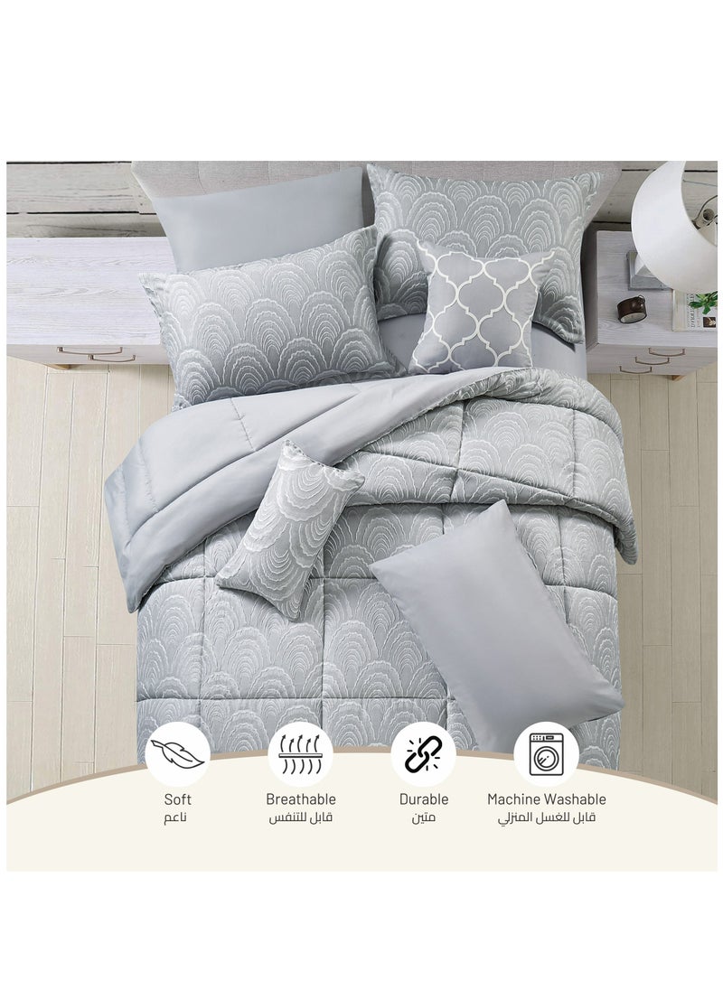 Donetella Hotel Bedding Comforter Set King Size 8-Pcs Luxury And Stylish Quilted Comforter With Brushed Microfiber And Soft Down Alternative Filling,Oxford Grey  - Image 3