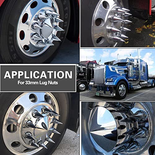 iBroPrat 33mm x 4 3/4" Thread On Spike Lug Nuts Covers,ABS Chrome Plastic Screw On Flanged Lug Nut Cover Spikes for Semi Trucks 20pcs - Image 3