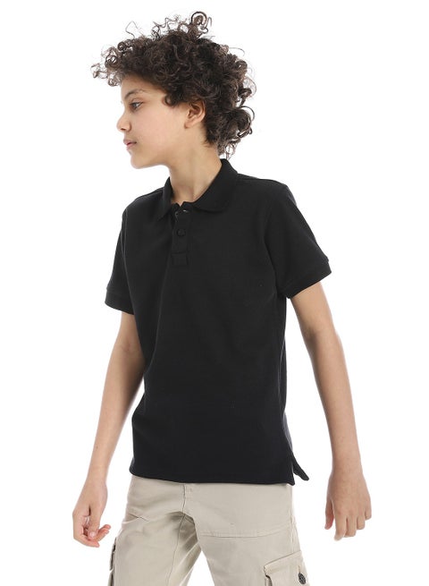 Boys Elite Pique Polo shirt_Black