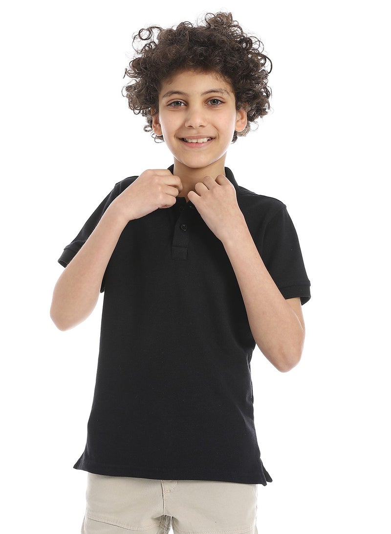 Andora Boys Elite Pique Polo shirt_Black - Image 2