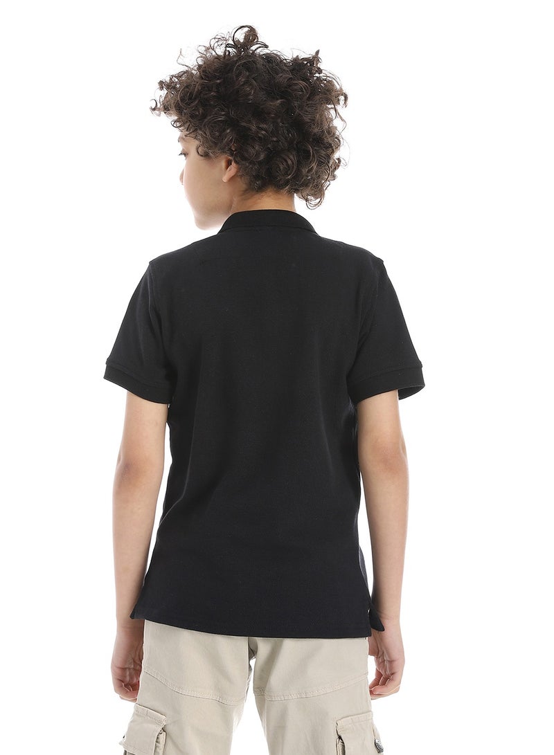 Andora Boys Elite Pique Polo shirt_Black - Image 3