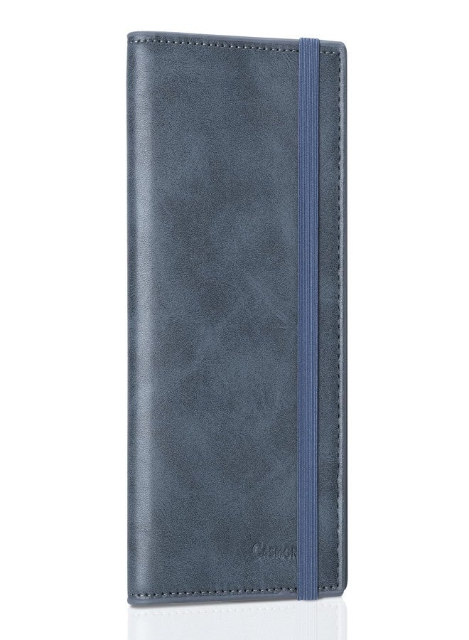 CASMONAL Checkbook Covers for Personal Checkbook Holder RFID Premium Vegan Leather Checkbook Cover for Duplicate Checks, Blue, Standard, Classic - Image 1
