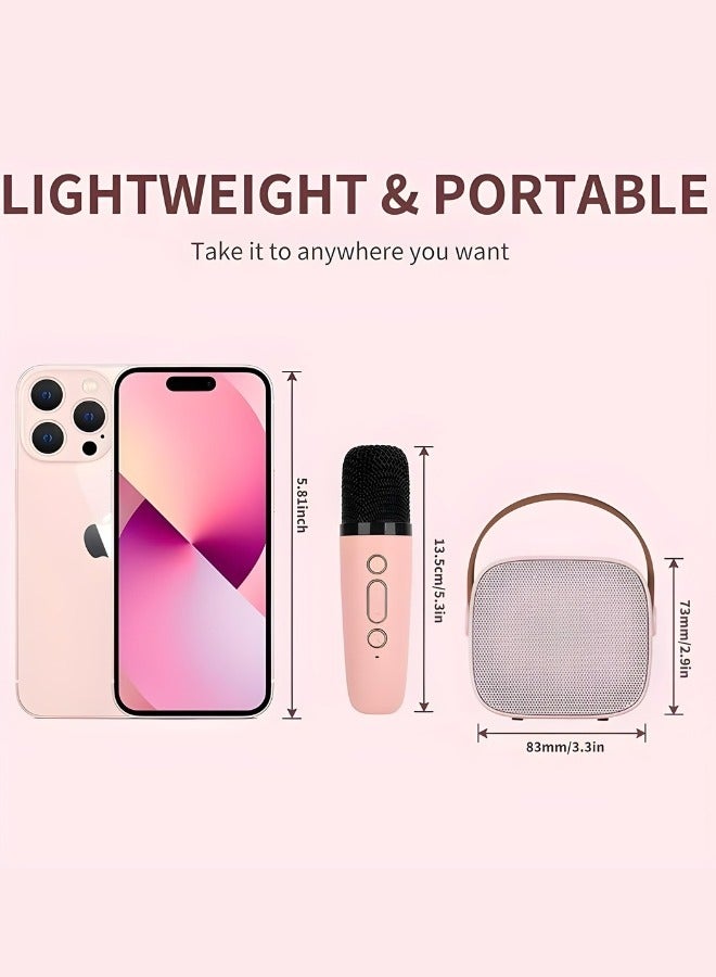 جهاز كاريوكي صغير للأطفال مع 2 ميكروفونات لاسلكية ومكبر صوت بلوتوث و18 أغنية محملة مسبقًا وهدايا عيد ميلاد مع أضواء ملونة (وردي) - Image 4