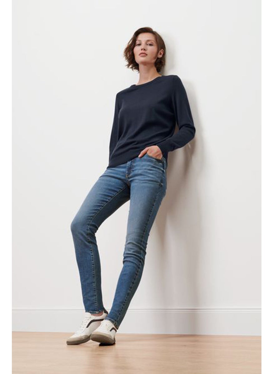 Tchibo Women Round Neck Knitted Sweater, Navy Blue  - Image 1