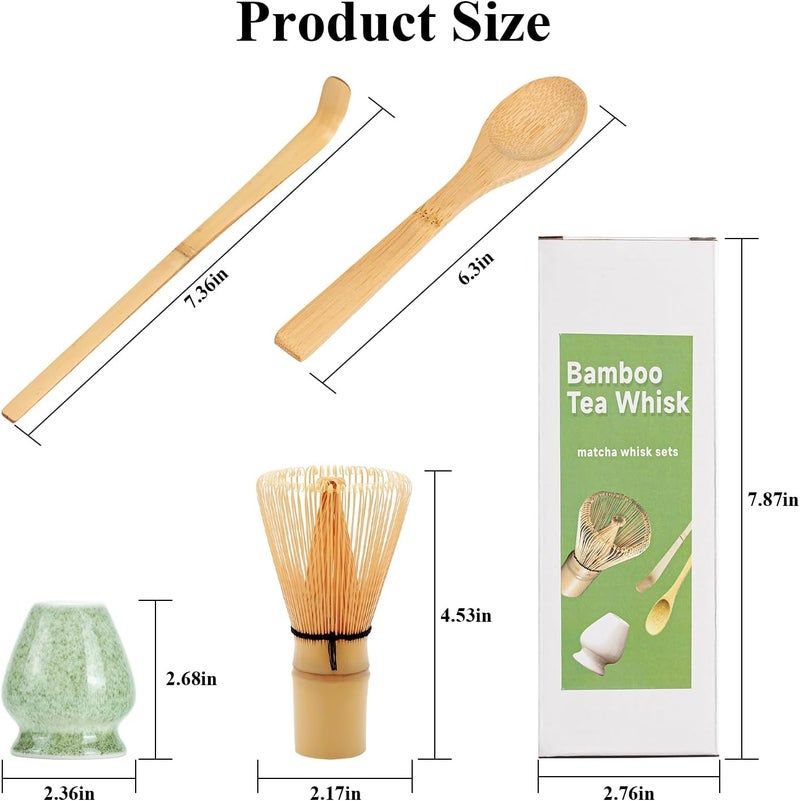 Hotbird 4 Pcs Matcha Whisk Set - Bamboo Matcha Whisk, Holder, Scoop, Spoon - Traditional Japanese Tea Ceremony - Matcha Green Tea Accessories - Image 2