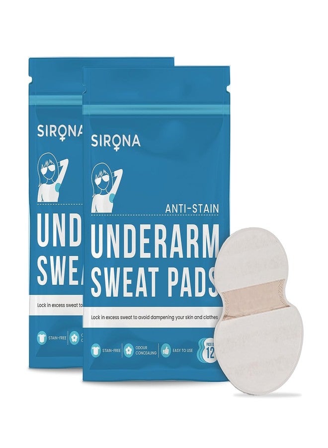 Sirona Disposable Underarm Sweat Pads for Men and Women - 12 Pads (Pack of 2) | Peel-off | Stain proof | Anti Perspiration - Image 1