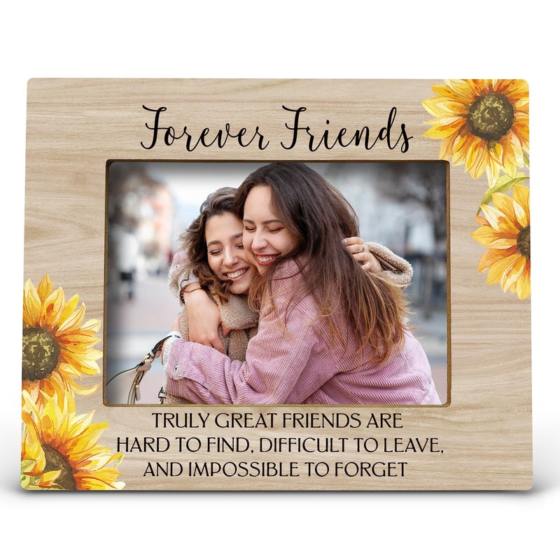 FONDCANYON Forever Friends Sunflower Picture Photo Frame Bestie Bff Friendship Gifts For Men Women Friends Birthday Christmas Girls 5x7 Inch Photo