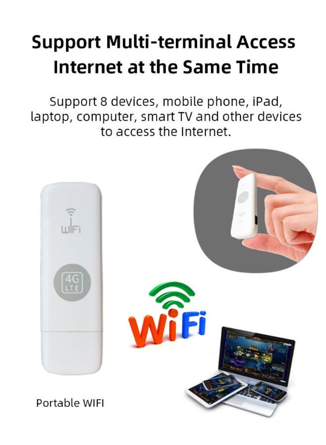 عام قطعة USB للإنترنت اللاسلكي 4G بسرعة 150 ميجابت في الثانية مع واجهة لبطاقة SIM، موجه واي فاي محمول للسيارة والمنزل أو المكتب - Image 4