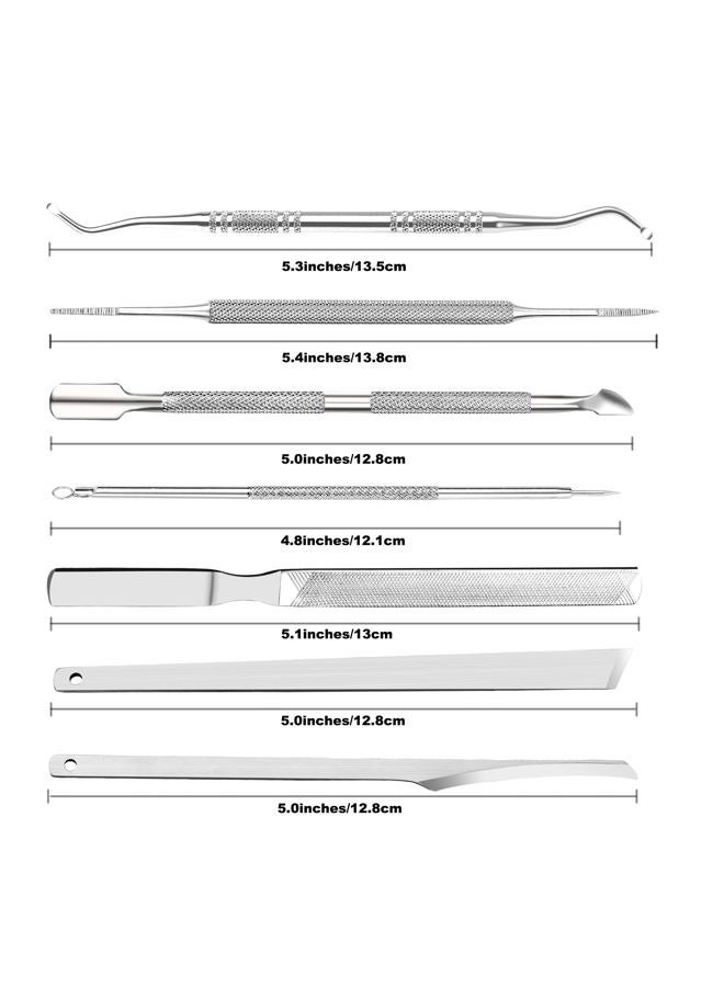ZIZZON 7 Pcs Ingrown Toenail File and Lifters Set, Stainless Steel Ingrown Toenail Removal Kit, Manicure Treatment Under Nail Cleaner Pedicure Tools, Silvery - Image 2