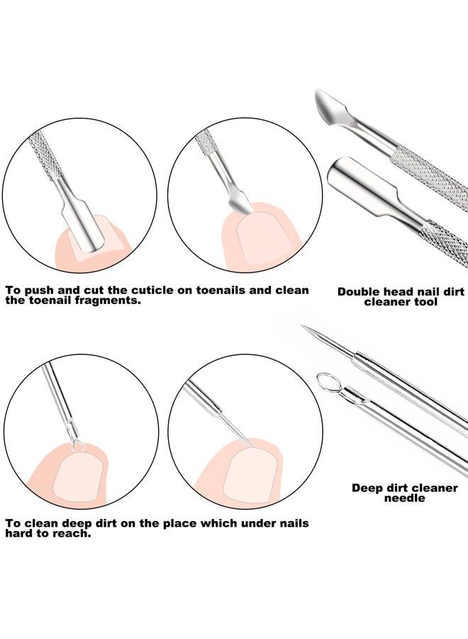 ZIZZON 7 Pcs Ingrown Toenail File and Lifters Set, Stainless Steel Ingrown Toenail Removal Kit, Manicure Treatment Under Nail Cleaner Pedicure Tools, Silvery - Image 5
