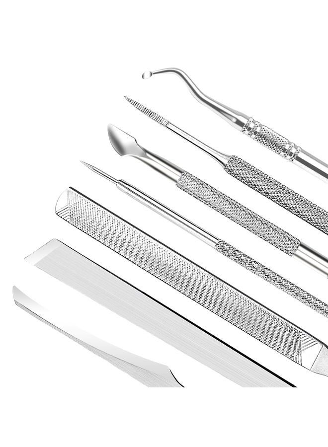 ZIZZON 7 Pcs Ingrown Toenail File and Lifters Set, Stainless Steel Ingrown Toenail Removal Kit, Manicure Treatment Under Nail Cleaner Pedicure Tools, Silvery - Image 3