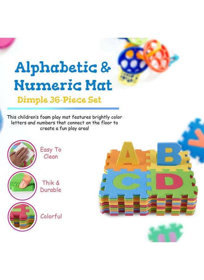 Dimple - Kids Foam Play Mat (36 Piece Set) 6.25 X 6.25 Inches Interlocking Alphabet And Numbers Floor Puzzle Colorful Eva Tiles Girls, Boys Soft, Reusable, Easy To Clean - Image 1