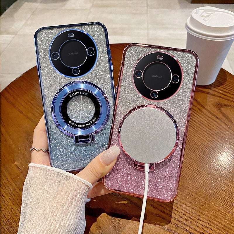 Electroplated Gradient Glitter Magnetic Phone Case with Stand for Huawei Mate80 Pro P80 Honor 500 M60 - Image 4
