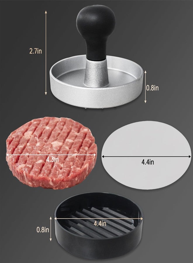 FCCUM Burger Press Patty Maker Stainless Steel Hamburger Patty Press Mold Wood Handle Non-Stick with 100 Patty Papers,BBQs, and Cooking – Perfect for Flattening Patties and Searing Juicy Burgers - Image 2