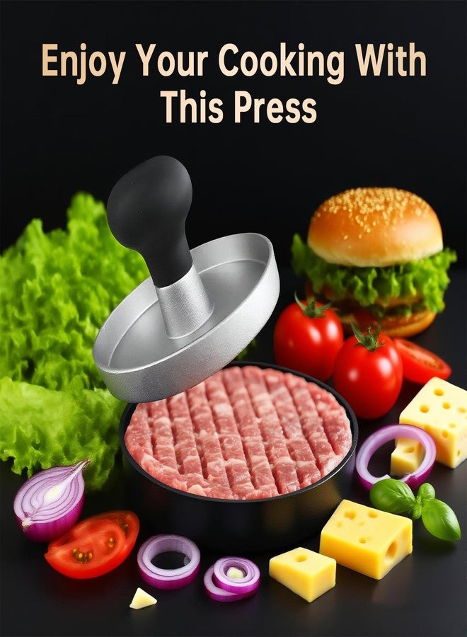 FCCUM Burger Press Patty Maker Stainless Steel Hamburger Patty Press Mold Wood Handle Non-Stick with 100 Patty Papers,BBQs, and Cooking – Perfect for Flattening Patties and Searing Juicy Burgers - Image 3