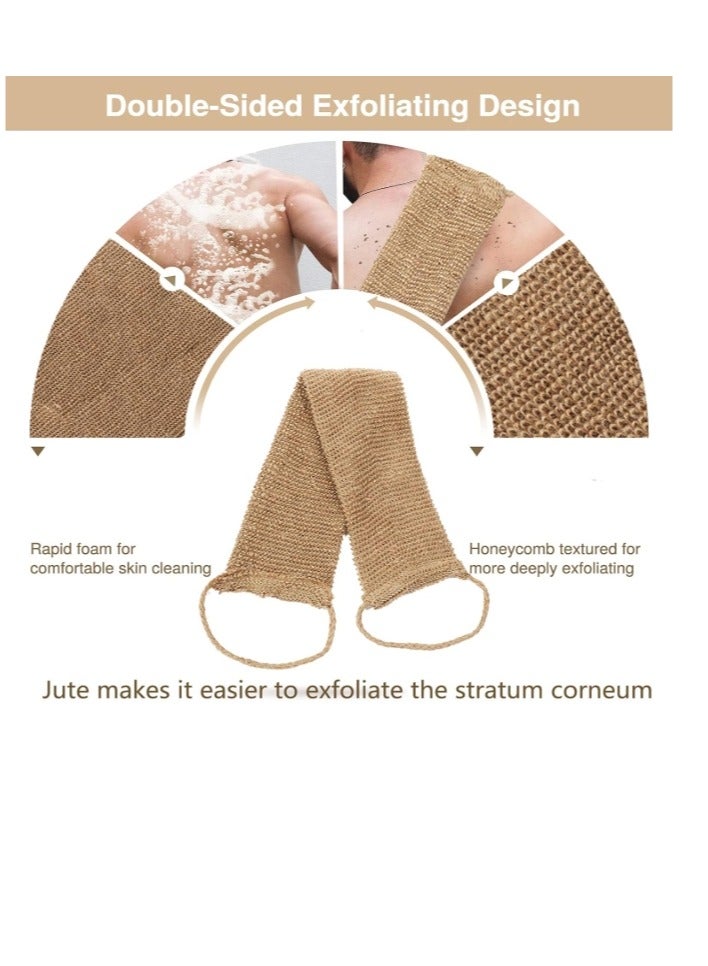 Exfoliating Gloves in Jute and Washing Strap with Jute Back, Exfoliating Sponge Back, Natural Exfoliating Gloves for Bathing the Back Body and Face Women and Men - Image 3